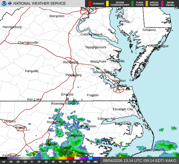 NWS Wakefield KAKQ radar loop